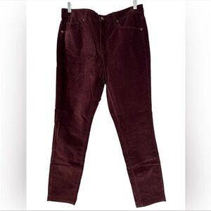 UNIVERSAL THREAD PURPLE BURGUNDY VELOUR HIGH RISE SKINNY PANTS SIZE 8